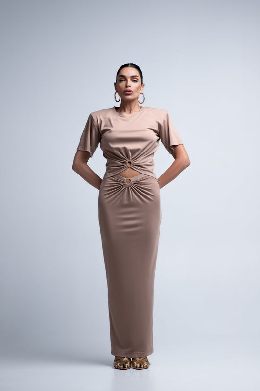 Women's set: crop top + pencil skirt (beige)