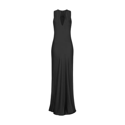 Black backless maxi dress