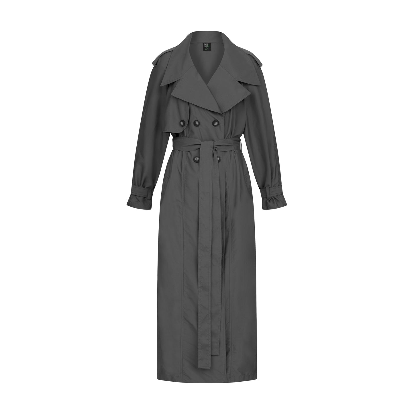 Long double-breasted trench coat (black)