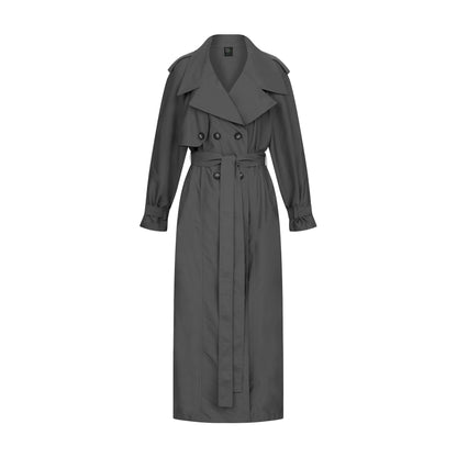Long double-breasted trench coat (black)