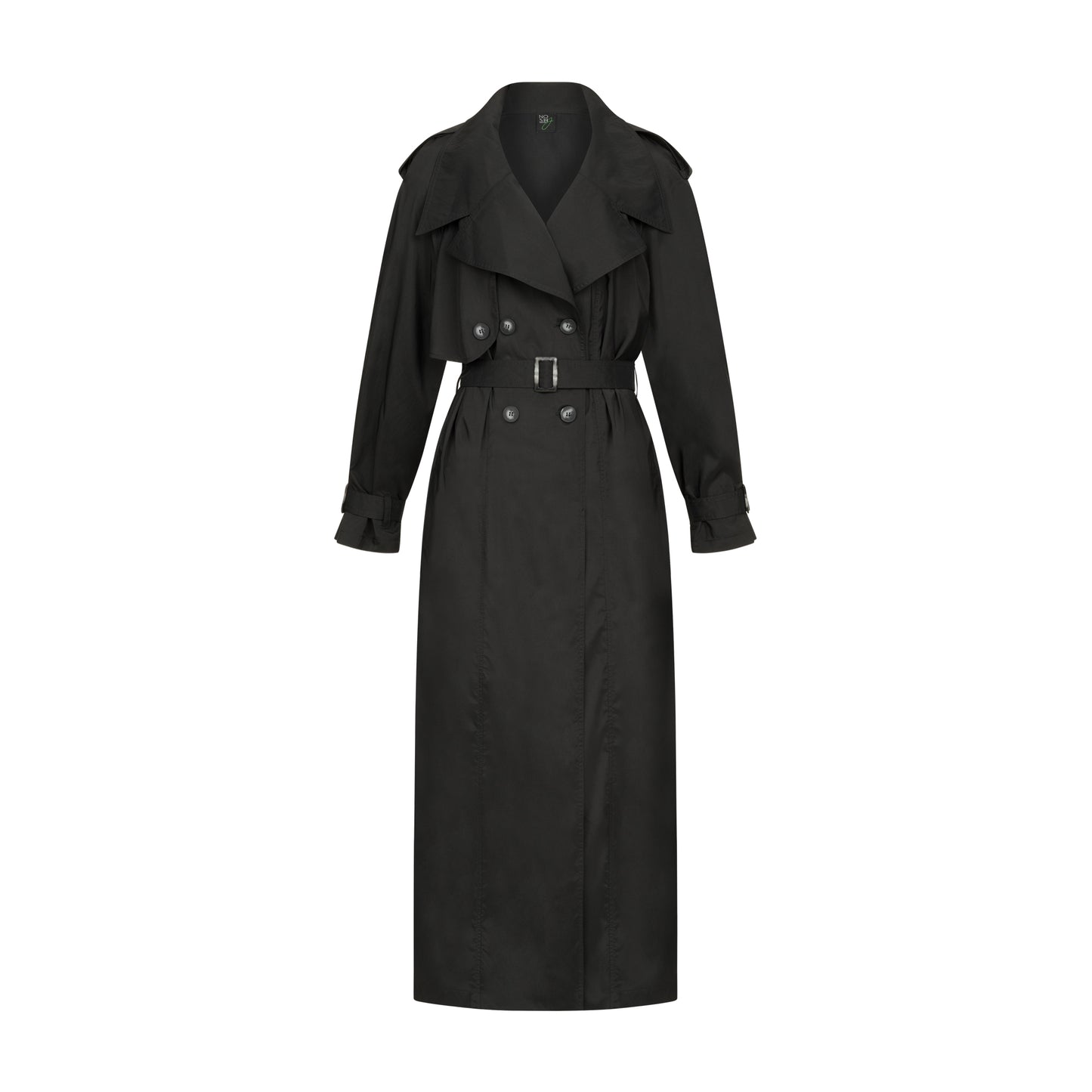 Long double-breasted trench coat (black)
