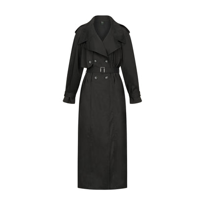 Long double-breasted trench coat (black)