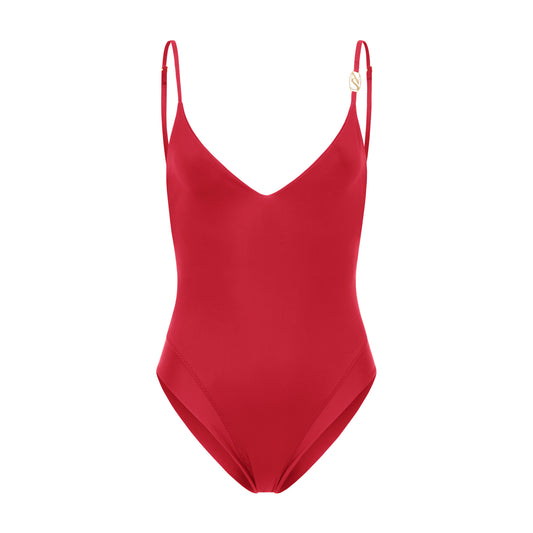 Women's solid swimsuit (red)