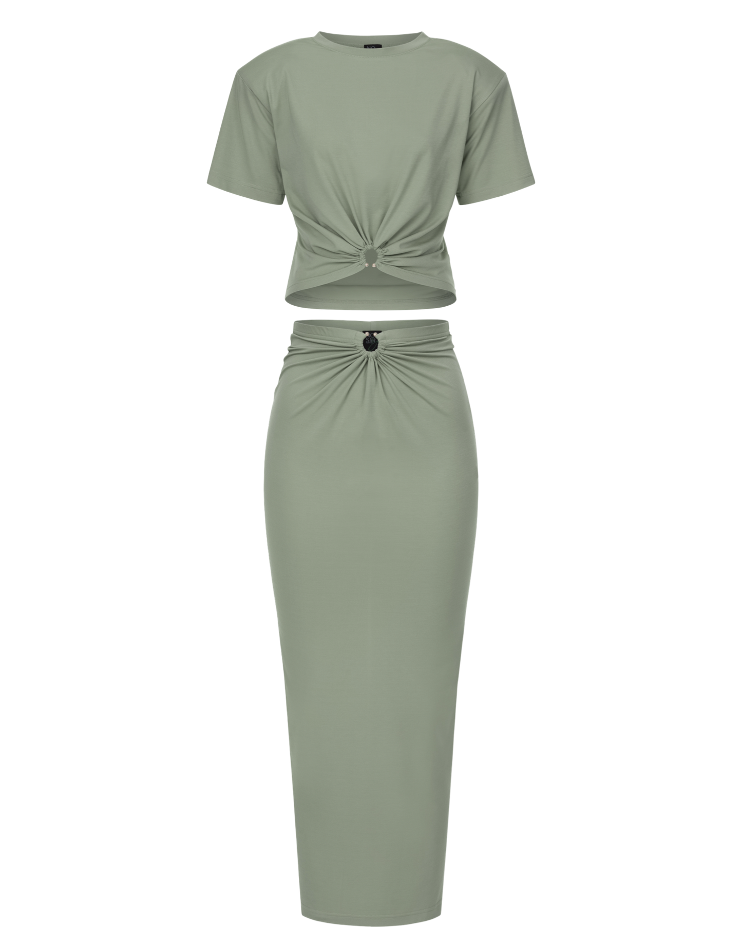 Women's set: crop top + pencil skirt (beige)