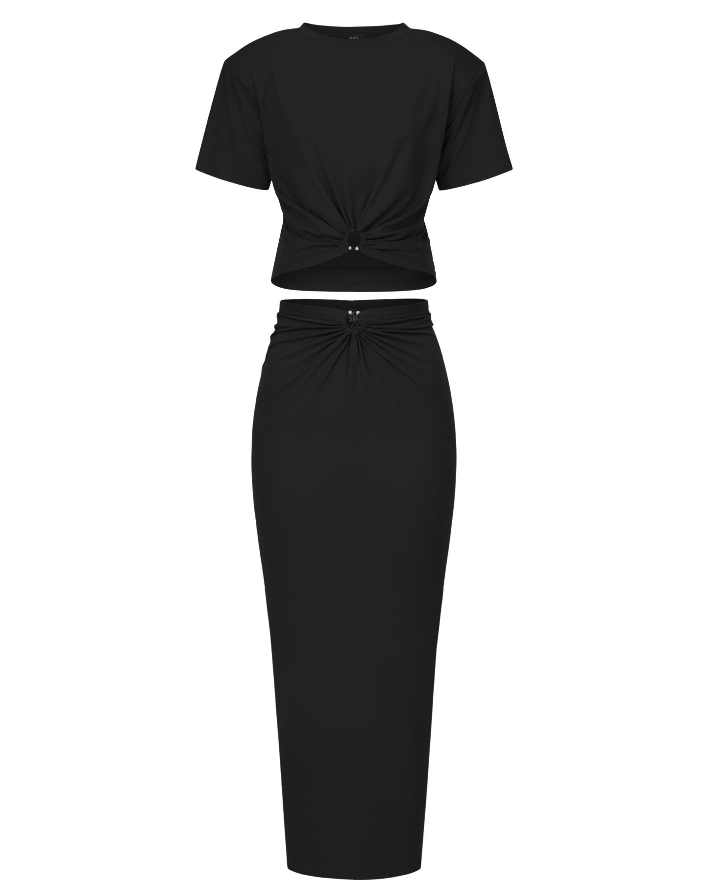 Women's set: crop top + pencil skirt (beige)