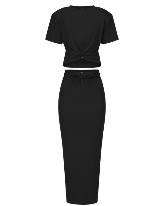 Women's set: crop top + pencil skirt (black)