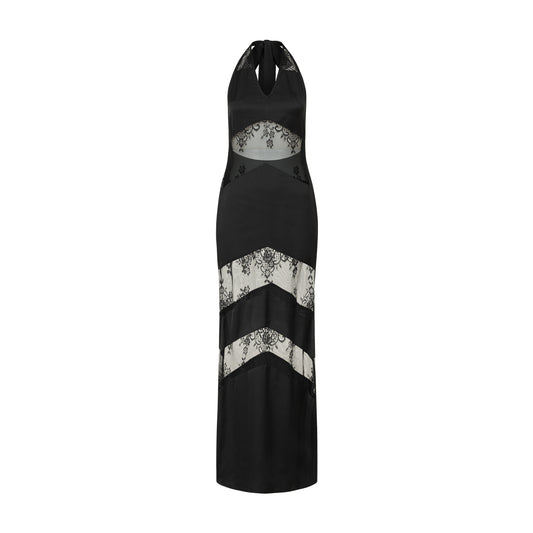Lace silk dress (black)