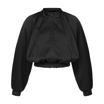 Silk bomber jacket (black)