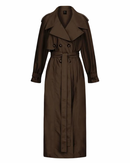 Long double-breasted trench coat (black)